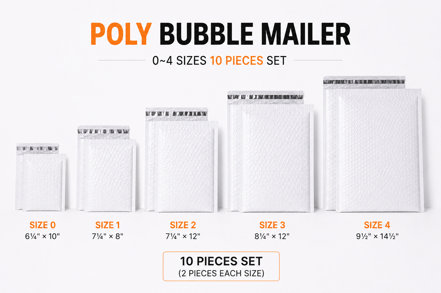 Poly Bubble Mailers 10 Pack Assorted Sizes