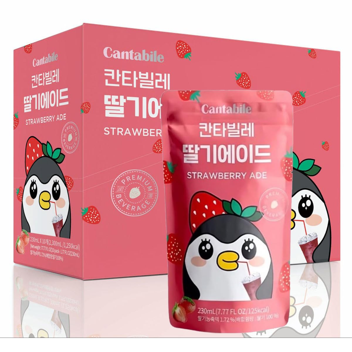 Cantabile Korean Convenience Store Pouch Drink Box of 10 Strawberry