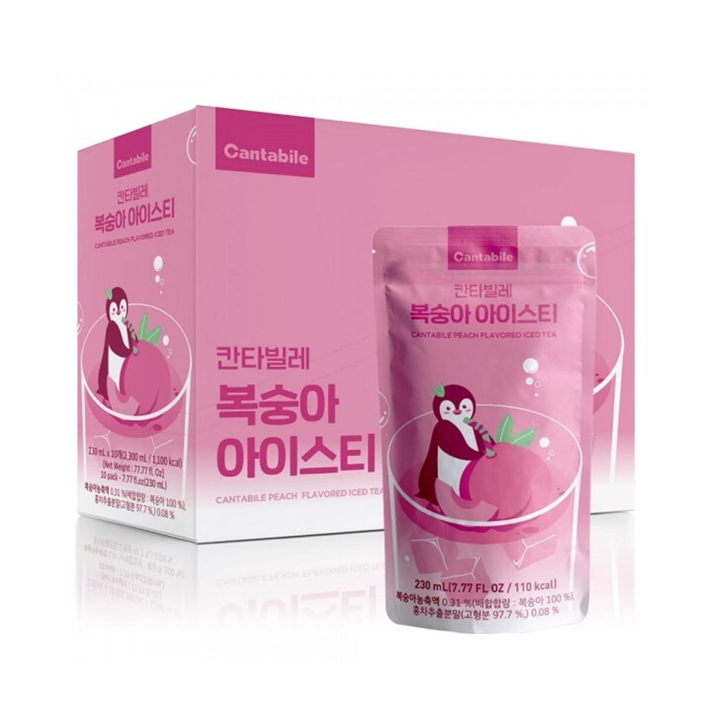 Cantabile Korean Convenience Store Pouch Drink Box of 10 Peach Iced Tea