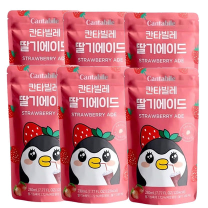 Cantabile Korean Convenience Store Pouch Drink 6 Pack of Strawberry