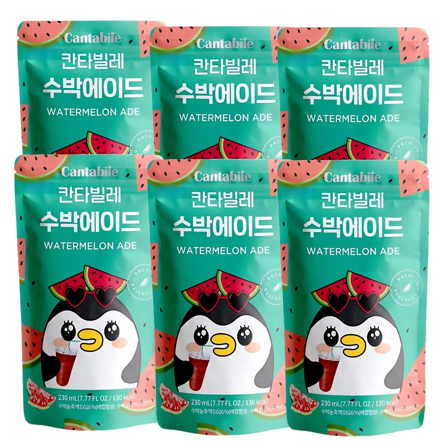 Cantabile Korean Convenience Store Pouch Drink 6 Pack of Watermelon