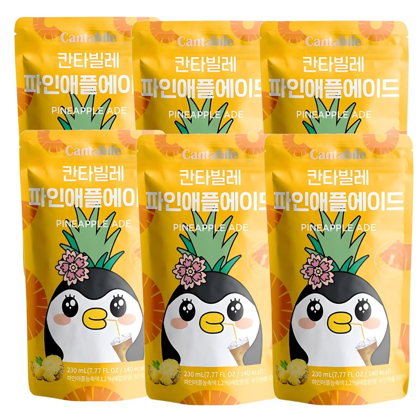 Cantabile Korean Convenience Store Pouch Drink 6 Pack of Pineapple