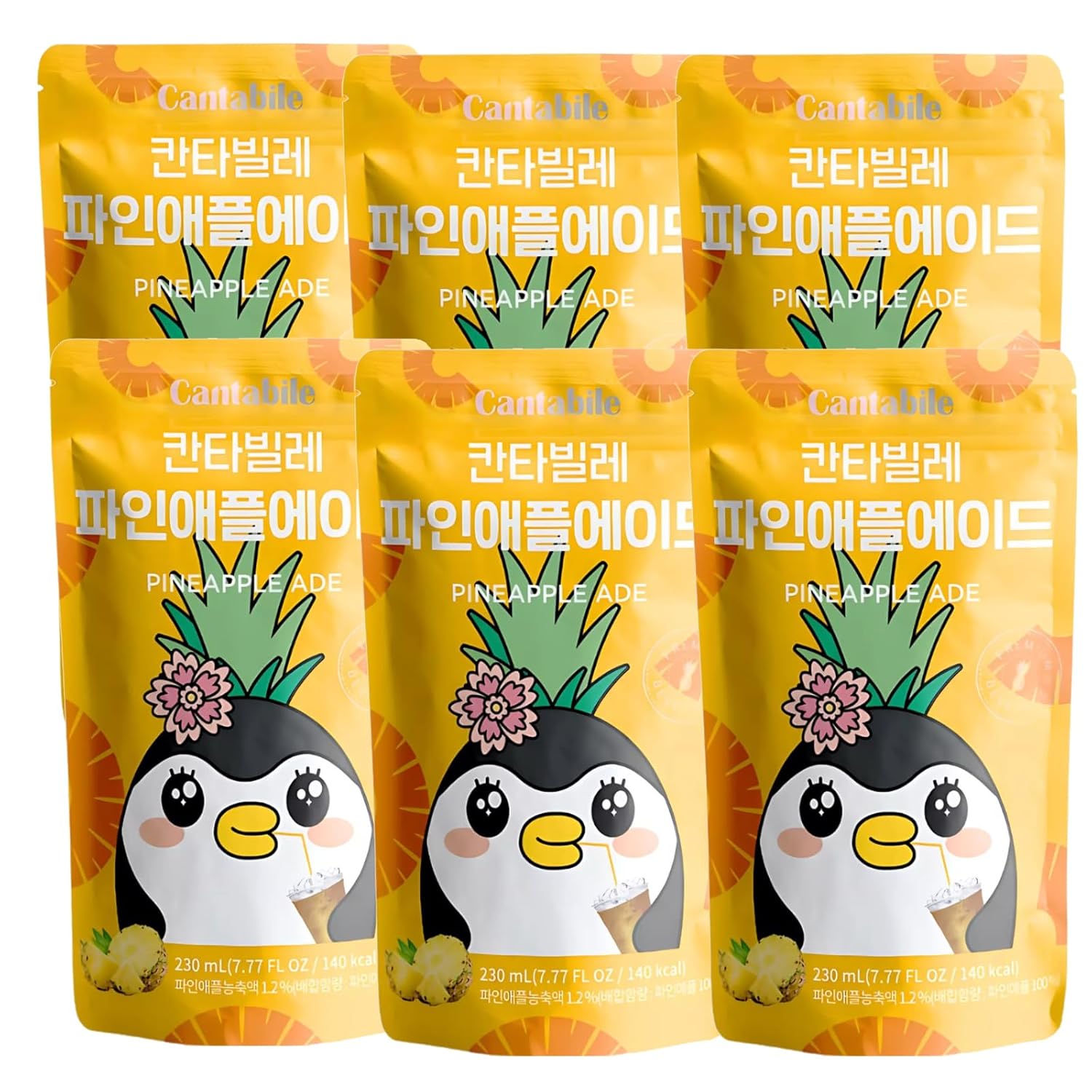 Cantabile Korean Convenience Store Pouch Drink 6 Pack of Pineapple