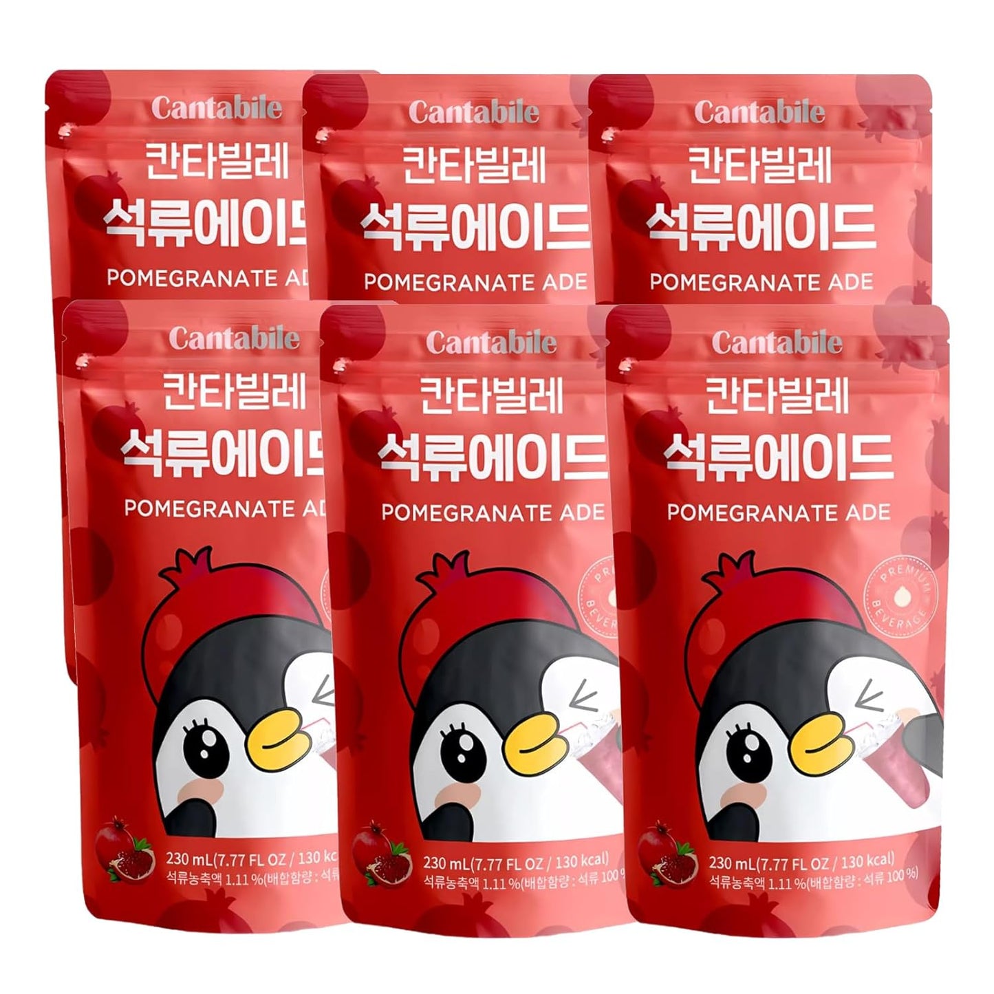 Cantabile Korean Convenience Store Pouch Drink 6 Pack of Pomergranate
