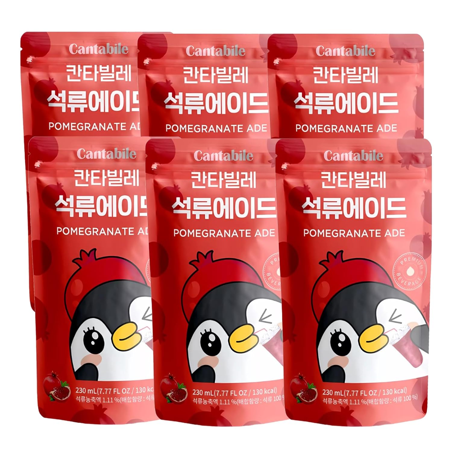 Cantabile Korean Convenience Store Pouch Drink 6 Pack of Pomergranate