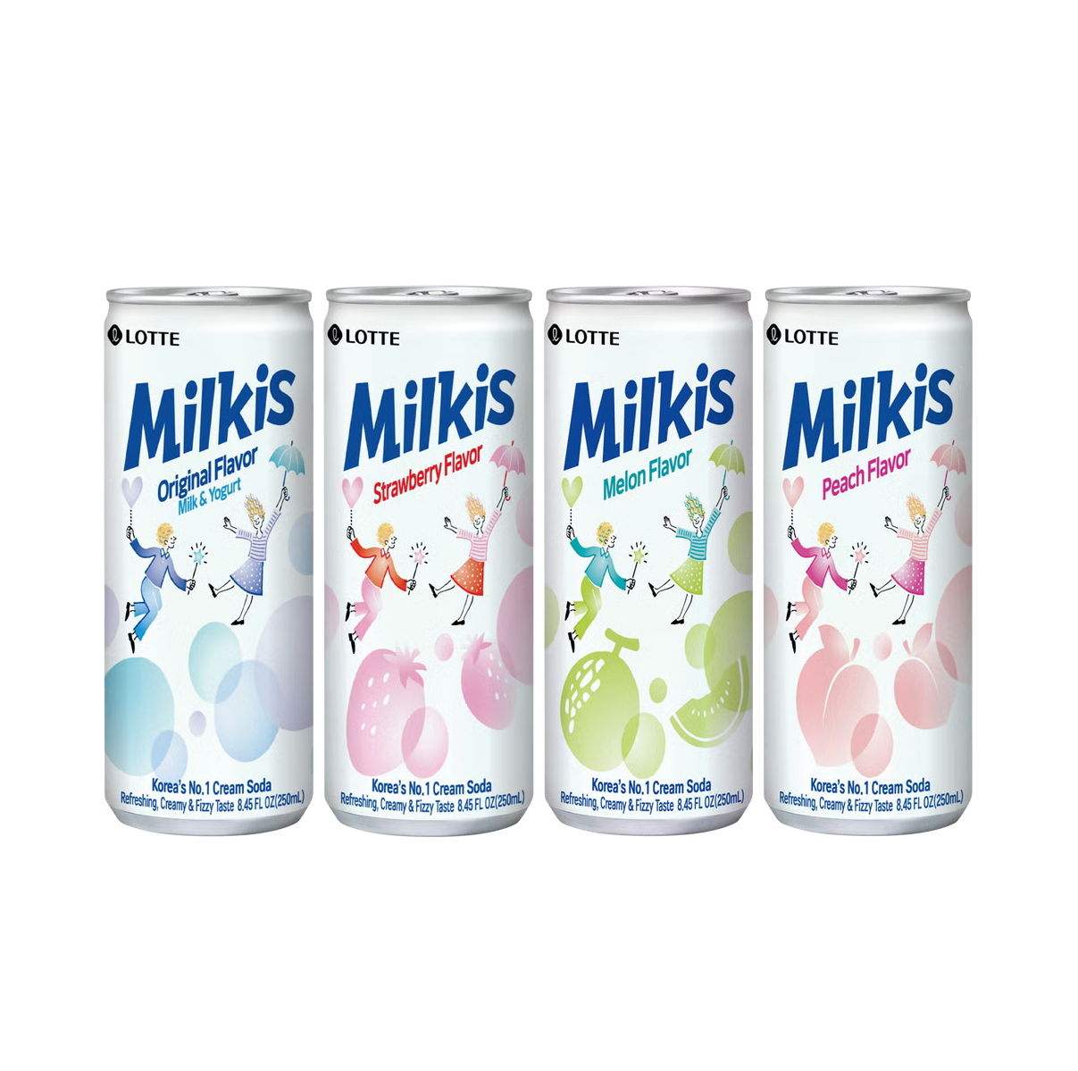 Lotte Milkis Variety 24 Pack - Original, Strawberry, Melon, Peach (6 Each)