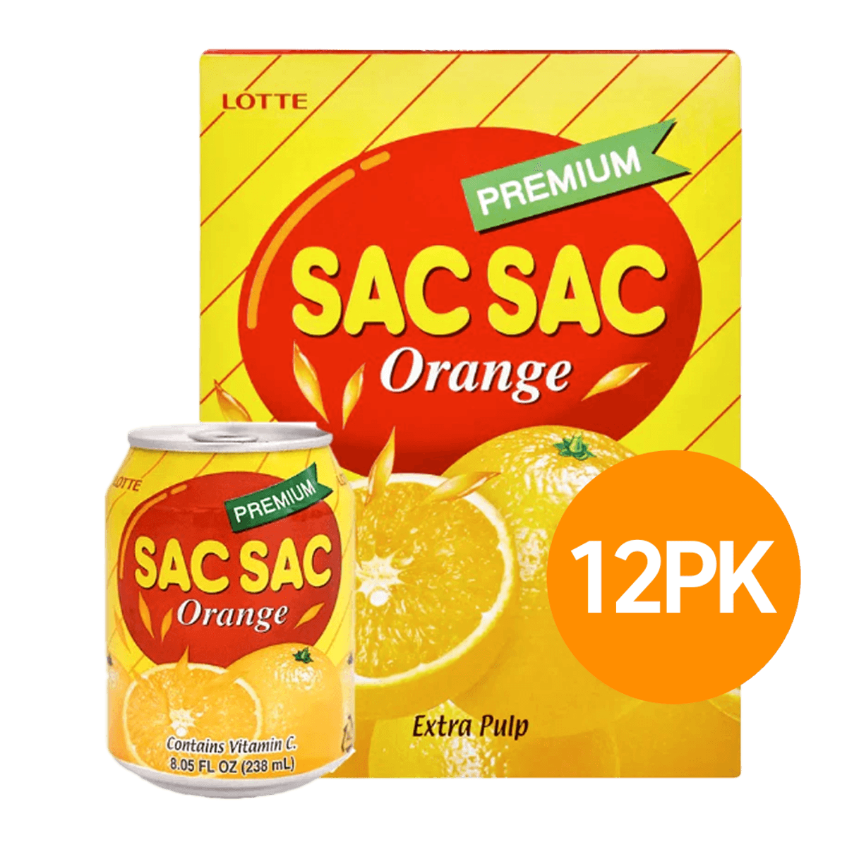 Sac Sac Orange Juice Box of 12 Cans