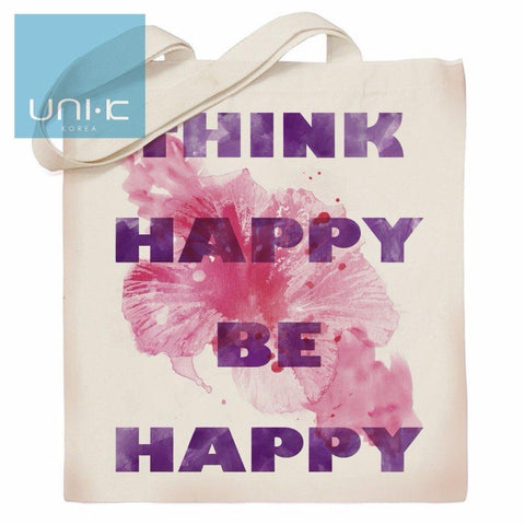 100% Cotton Heavy Duty Canvas Tote Eco Bag - Think Happy Be Happy