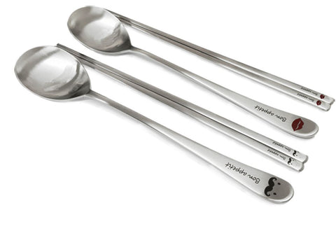 Bon Appetit Stainless Steel Spoon and Chopstick Cutlery Set of 4