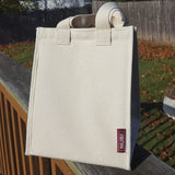 Eco Friendly Reusable Insulated Canvas Lunch Bag Tote w/Large Base Velcro Top Closure