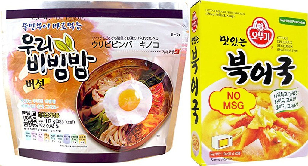 Ready to eat Bibimbap - Mushroom 100g and Ottogi Delicious Dried Pollack Soup 34g Combo
