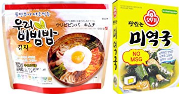 Ready to eat Bibimbap - Kimchi 100g and Ottogi Delicious Seaweed soup 18g Combo