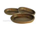 Hand Carved 100% Natural Korean Pine Wooden Bowl - Oblong 3PC Set