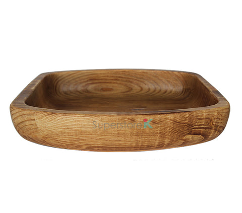 Hand Carved Natural Korean Pine Wooden Bowl Hand Carved Hamjibak - Oval Square Large