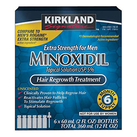 Kirkland Minoxidil-5% Extra Strength Hair Regrowth for Men, 6 Month Supply