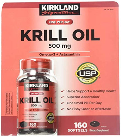 Kirkland Signature Krill Oil 500 Milligram 160 Softgels